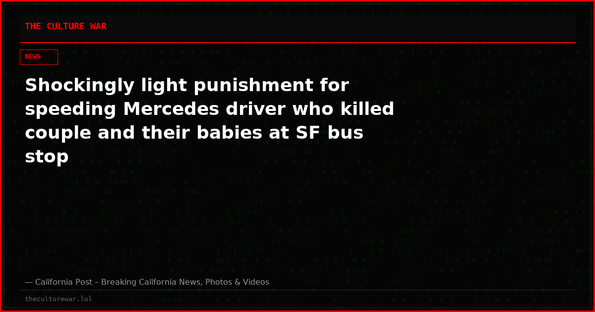 Shockingly light punishment for speeding Mercedes driver who killed couple and their babies at SF bus stop