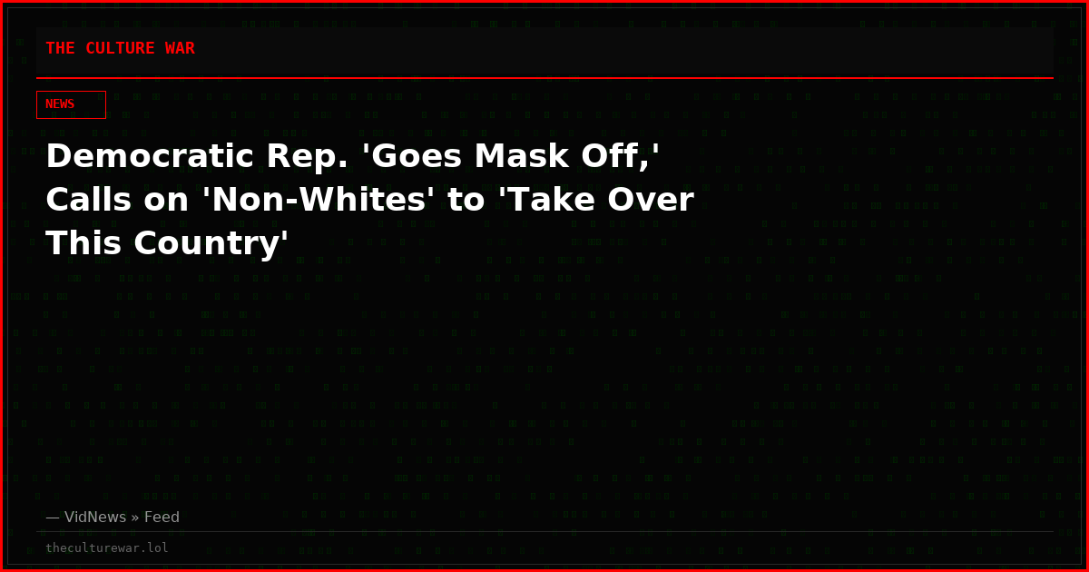 Democratic Rep. 'Goes Mask Off,' Calls on 'Non-Whites' to 'Take Over This Country'