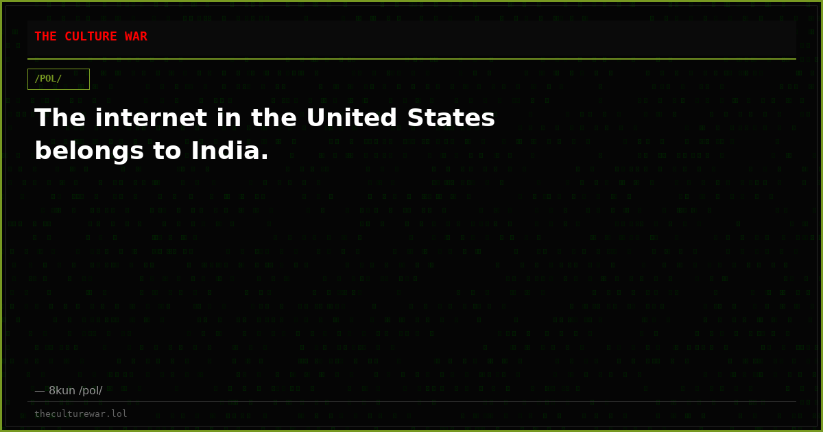 The internet in the United States belongs to India.