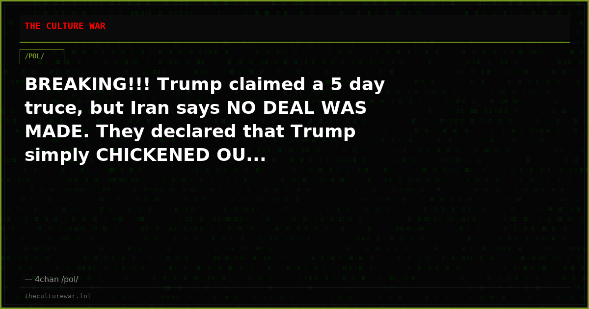 BREAKING!!! Trump claimed a 5 day truce, but Iran says NO DEAL WAS MADE. They declared that Trump simply CHICKENED OU...