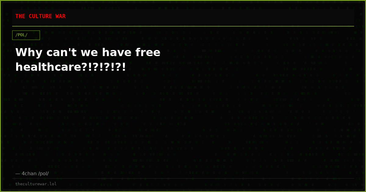 Why can't we have free healthcare?!?!?!?!