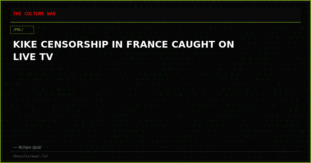 KIKE CENSORSHIP IN FRANCE CAUGHT ON LIVE TV