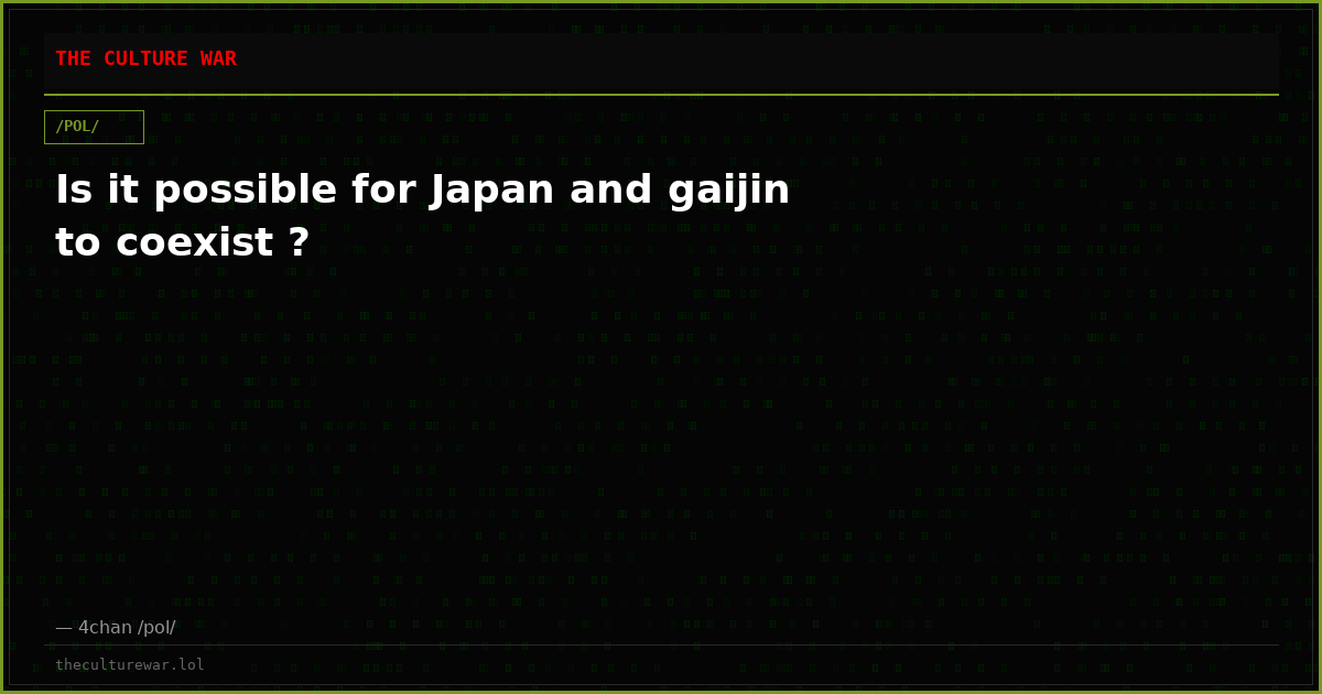 Is it possible for Japan and gaijin to coexist ?