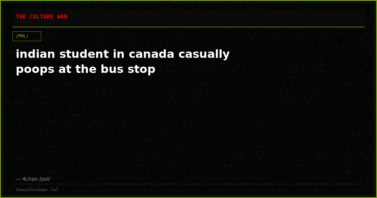 indian student in canada casually poops at the bus stop