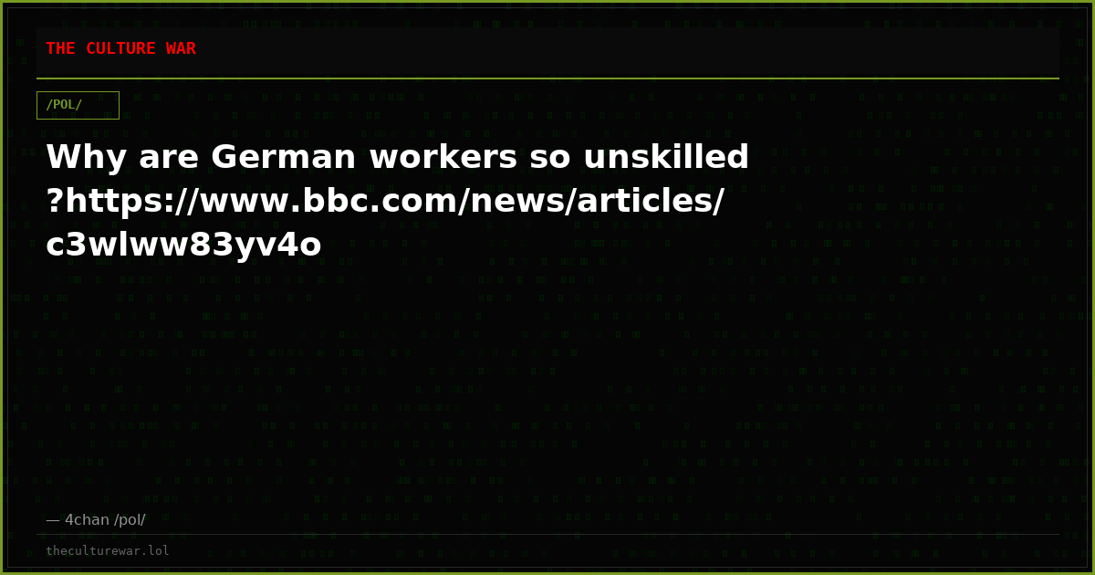 Why are German workers so unskilled?https://www.bbc.com/news/articles/c3wlww83yv4o