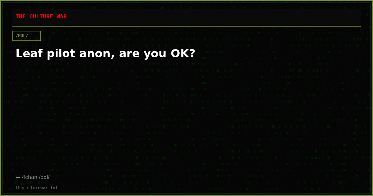 Leaf pilot anon, are you OK?