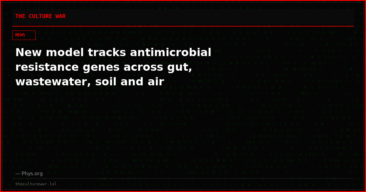 New model tracks antimicrobial resistance genes across gut, wastewater, soil and air