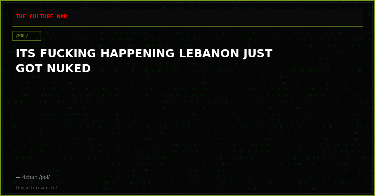 ITS FUCKING HAPPENING LEBANON JUST GOT NUKED