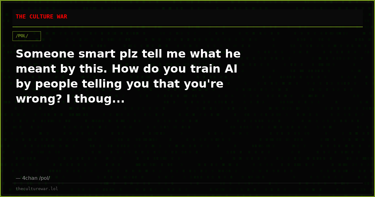 Someone smart plz tell me what he meant by this. How do you train AI by people telling you that you're wrong? I thoug...