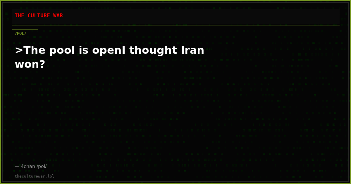 >The pool is openI thought Iran won?