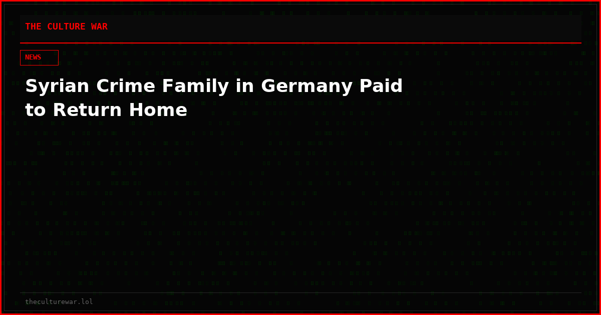 Syrian Crime Family in Germany Paid to Return Home
