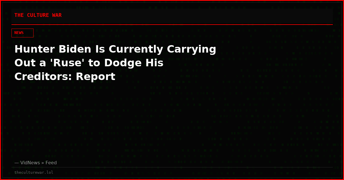 Hunter Biden Is Currently Carrying Out a 'Ruse' to Dodge His Creditors: Report