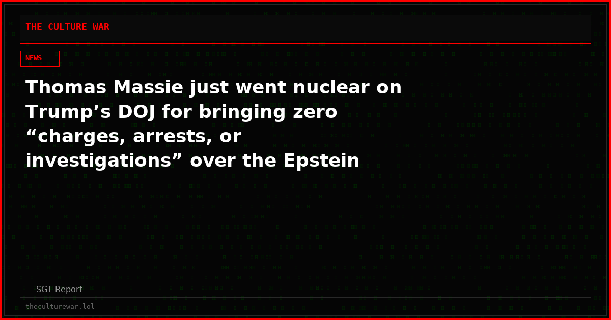 Thomas Massie just went nuclear on Trump’s DOJ for bringing zero “charges, arrests, or investigations” over the Epstein files.