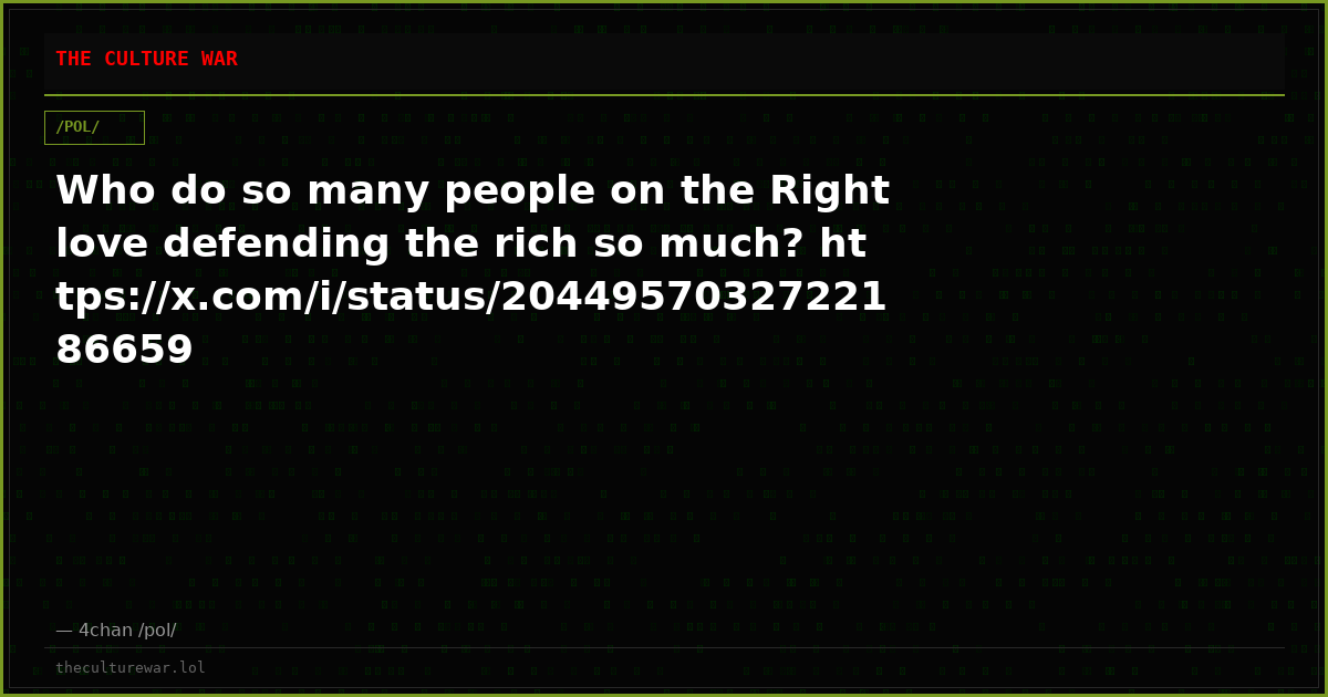Who do so many people on the Right love defending the rich so much? https://x.com/i/status/2044957032722186659