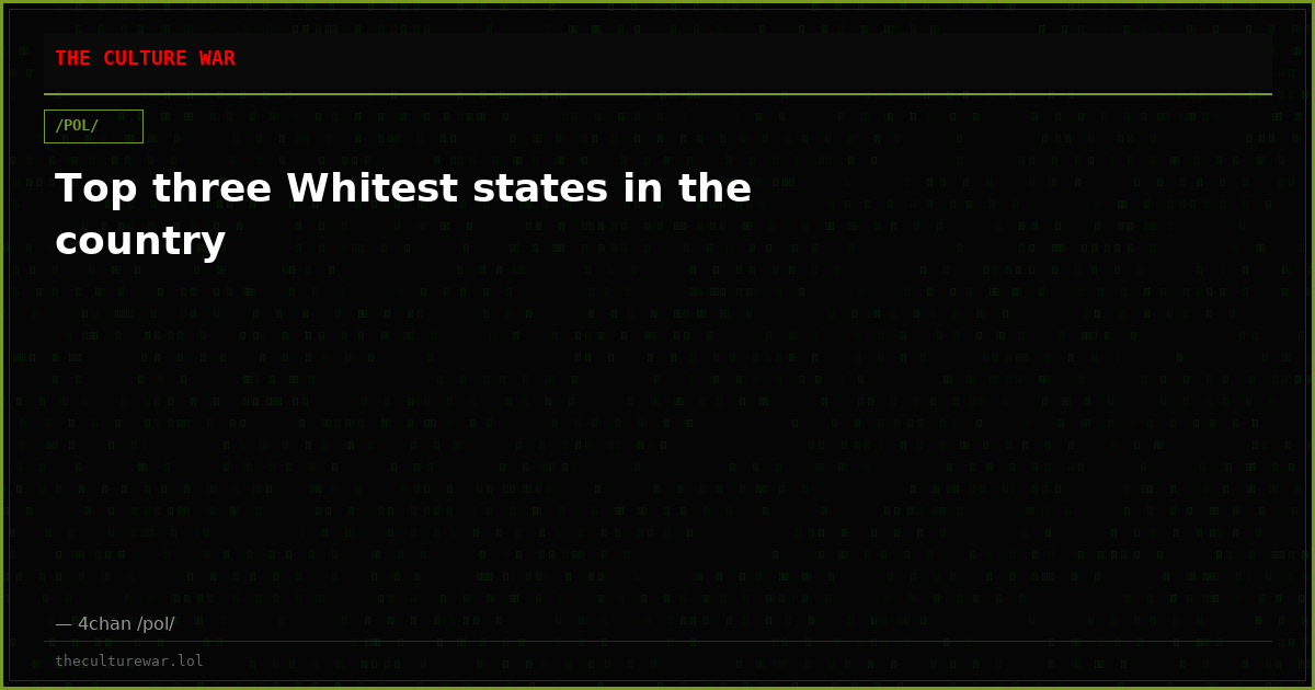 Top three Whitest states in the country