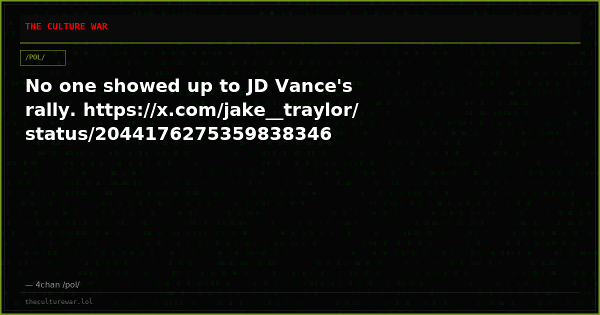 No one showed up to JD Vance's rally. https://x.com/jake__traylor/status/2044176275359838346