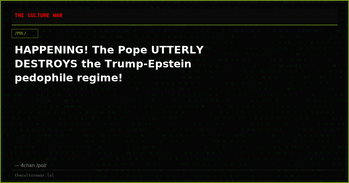 HAPPENING! The Pope UTTERLY DESTROYS the Trump-Epstein pedophile regime!