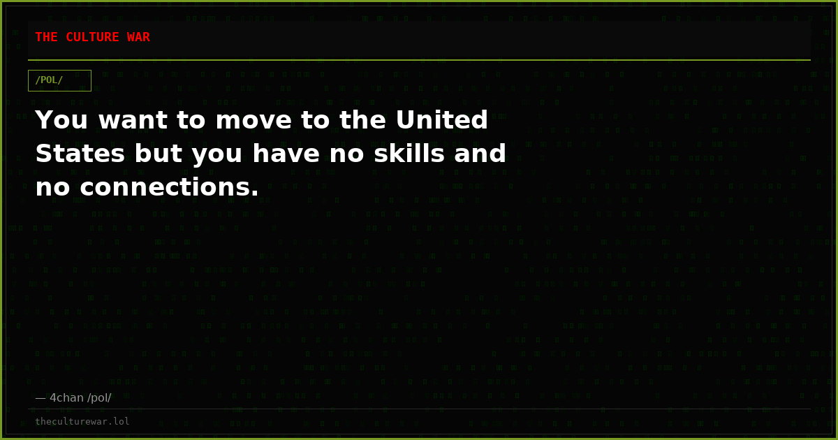 You want to move to the United States but you have no skills and no connections.