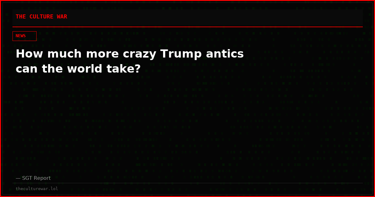 How much more crazy Trump antics can the world take?