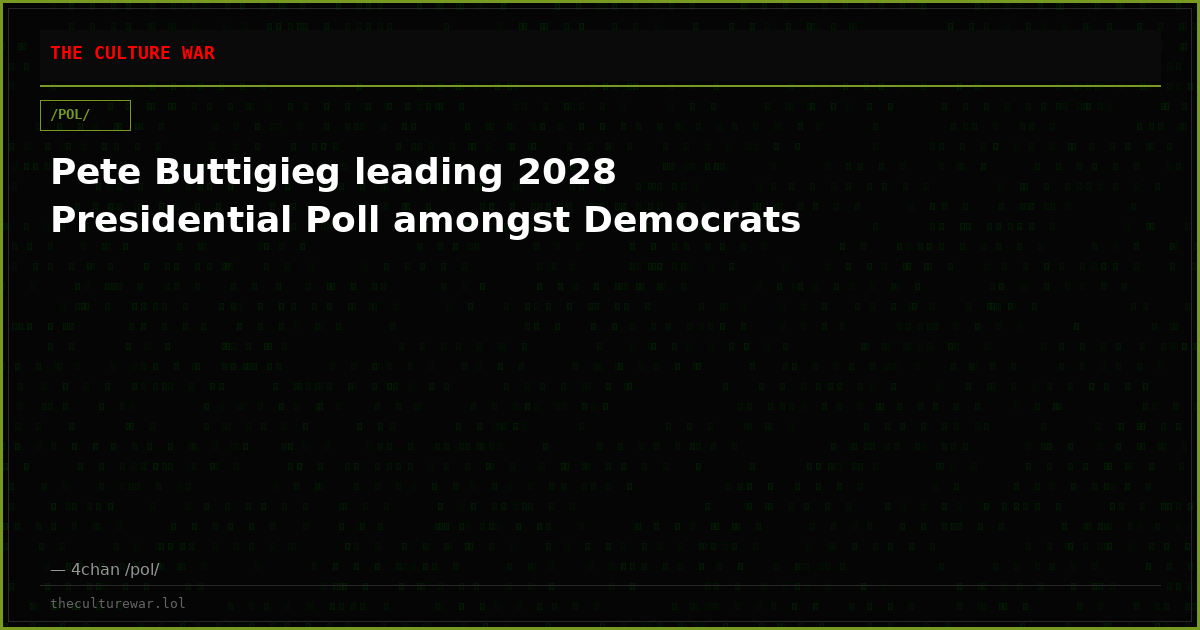Pete Buttigieg leading 2028 Presidential Poll amongst Democrats