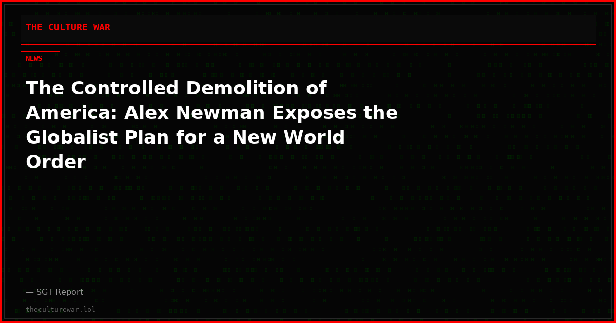 The Controlled Demolition of America: Alex Newman Exposes the Globalist Plan for a New World Order