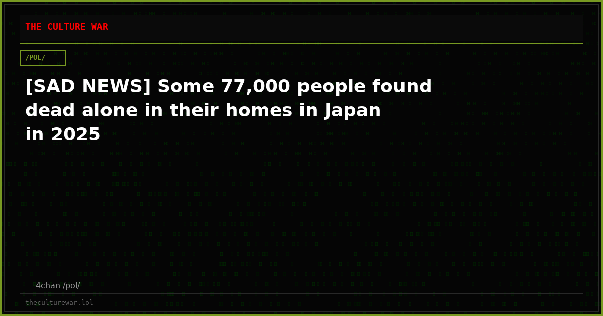 [SAD NEWS] Some 77,000 people found dead alone in their homes in Japan in 2025