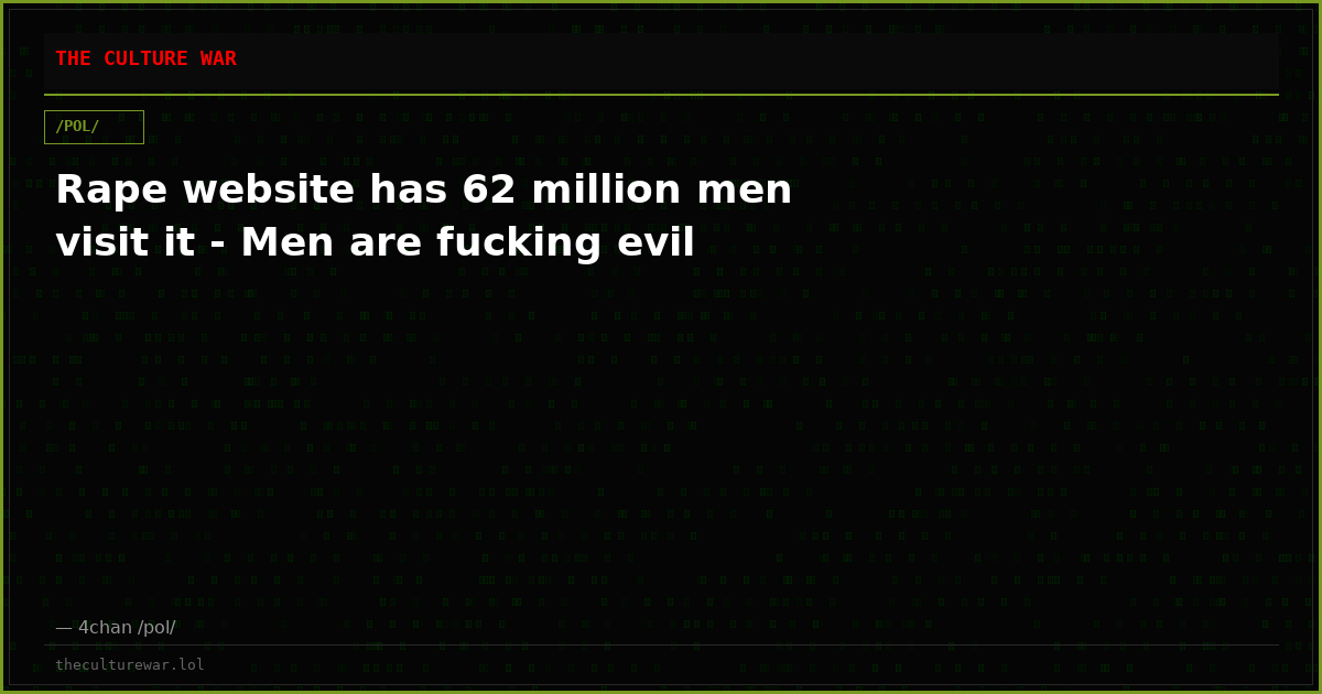 Rape website has 62 million men visit it - Men are fucking evil