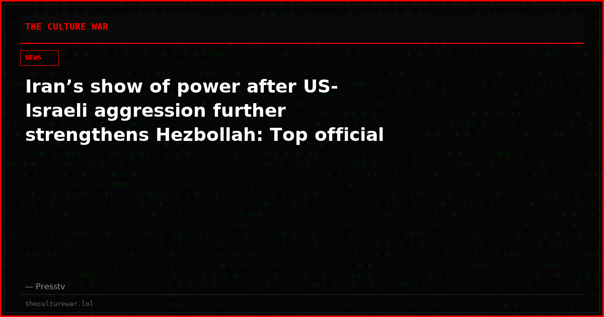 Iran’s show of power after US-Israeli aggression further strengthens Hezbollah: Top official