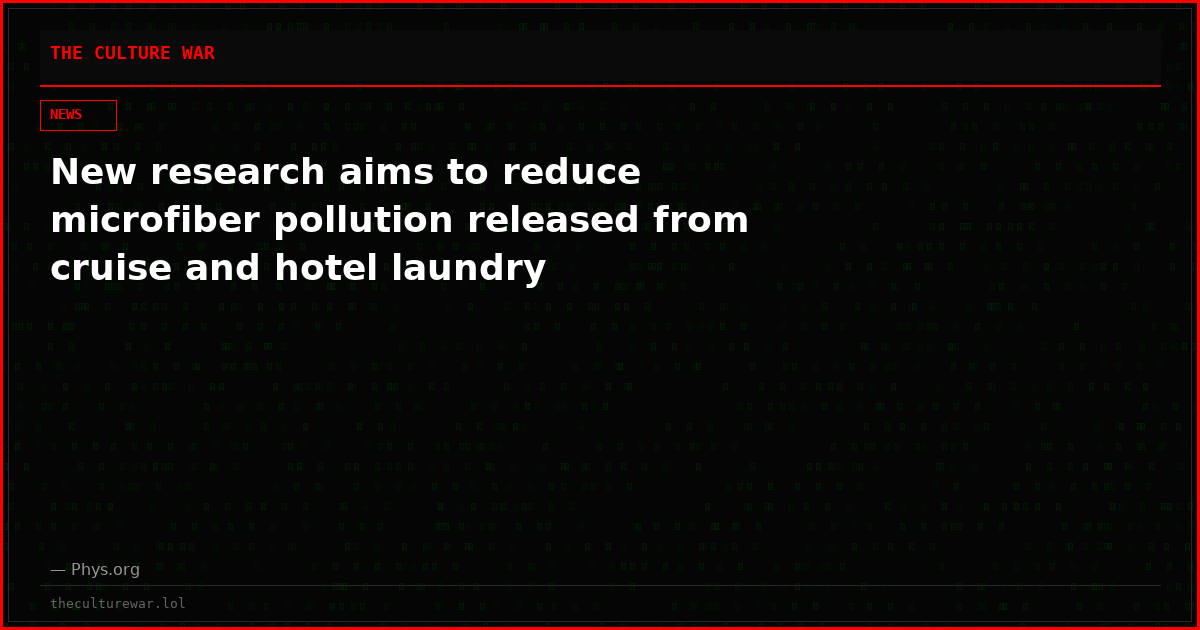 New research aims to reduce microfiber pollution released from cruise and hotel laundry