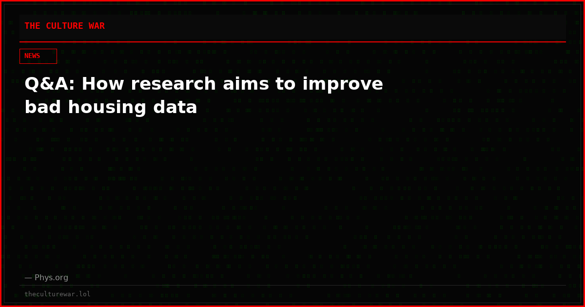 Q&A: How research aims to improve bad housing data
