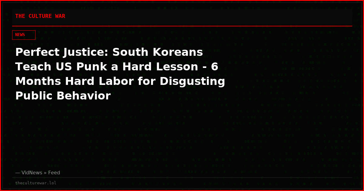 Perfect Justice: South Koreans Teach US Punk a Hard Lesson - 6 Months Hard Labor for Disgusting Public Behavior