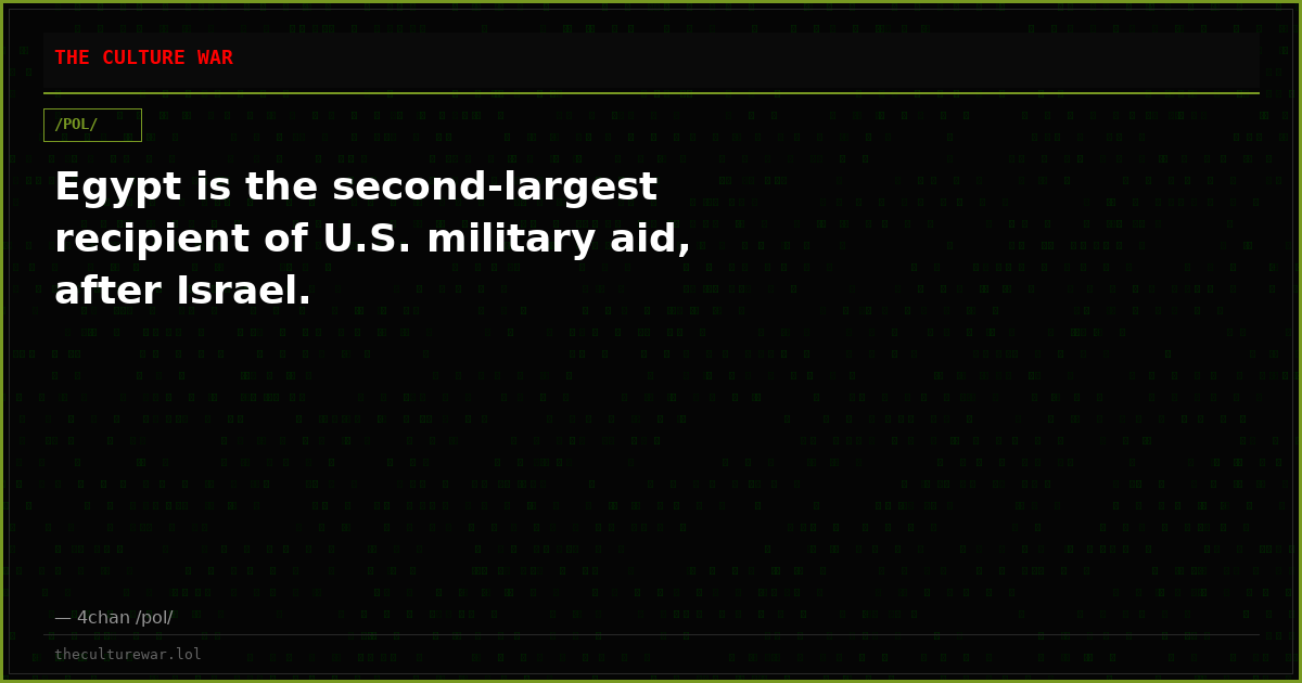Egypt is the second-largest recipient of U.S. military aid, after Israel.