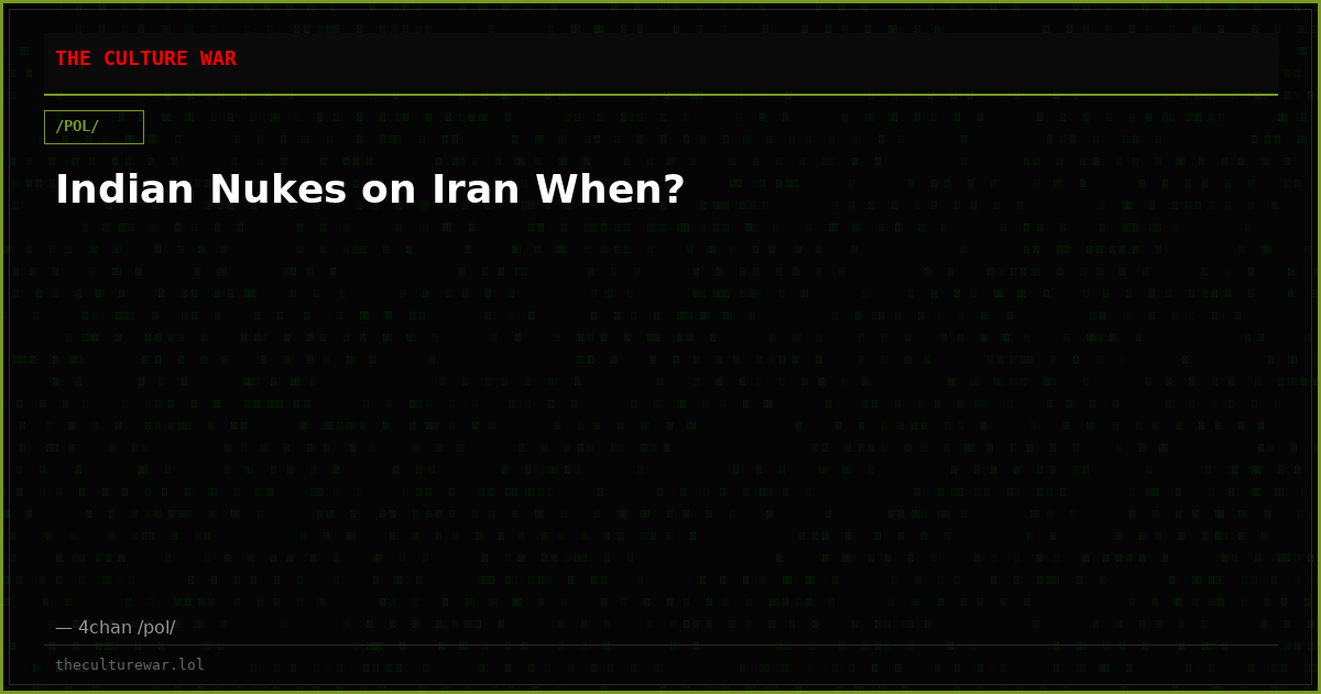 Indian Nukes on Iran When?