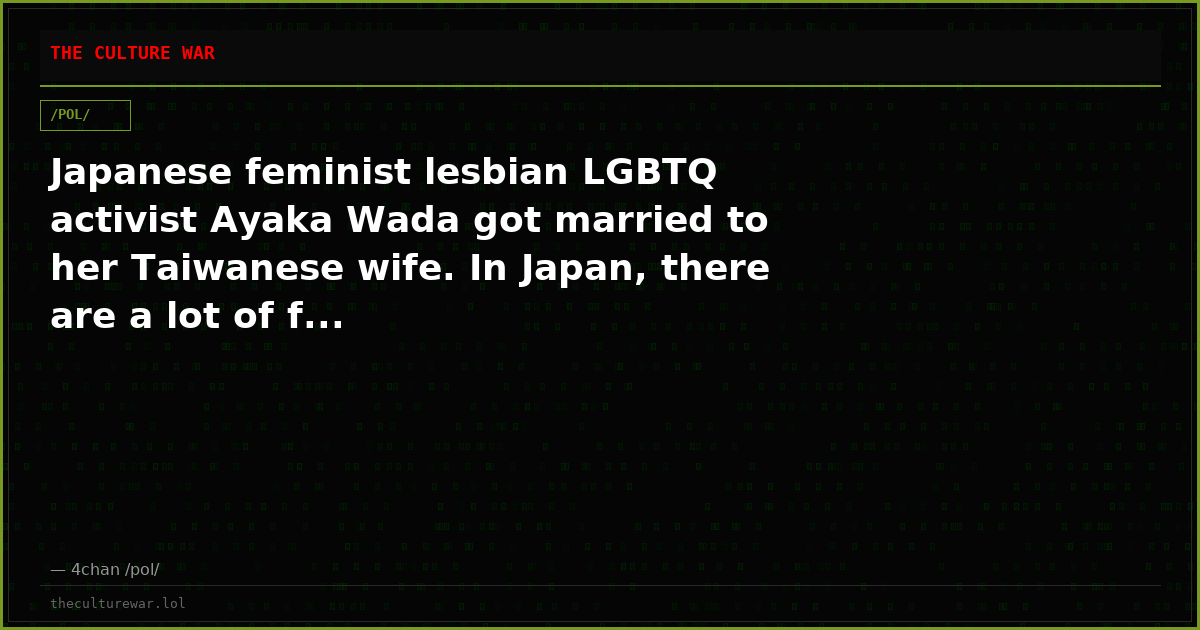 Japanese feminist lesbian LGBTQ activist Ayaka Wada got married to her Taiwanese wife. In Japan, there are a lot of f...