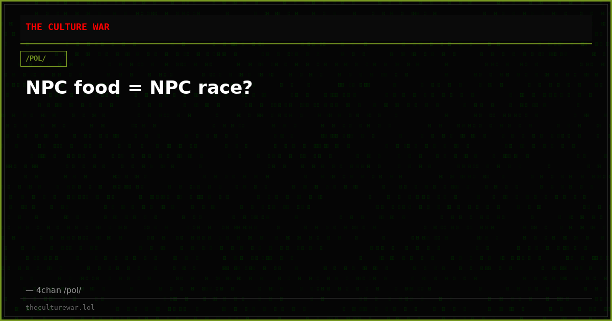 NPC food = NPC race?