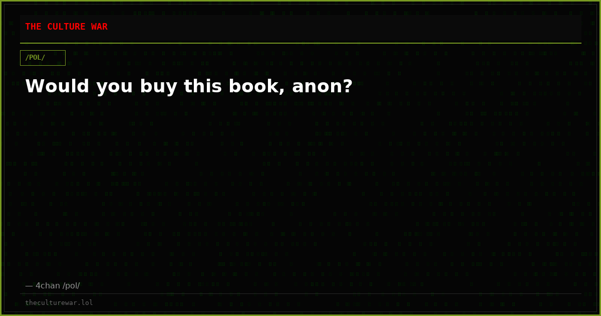 Would you buy this book, anon?