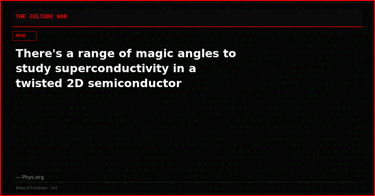 There's a range of magic angles to study superconductivity in a twisted 2D semiconductor