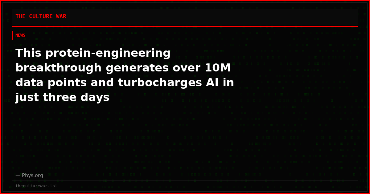 This protein-engineering breakthrough generates over 10M data points and turbocharges AI in just three days