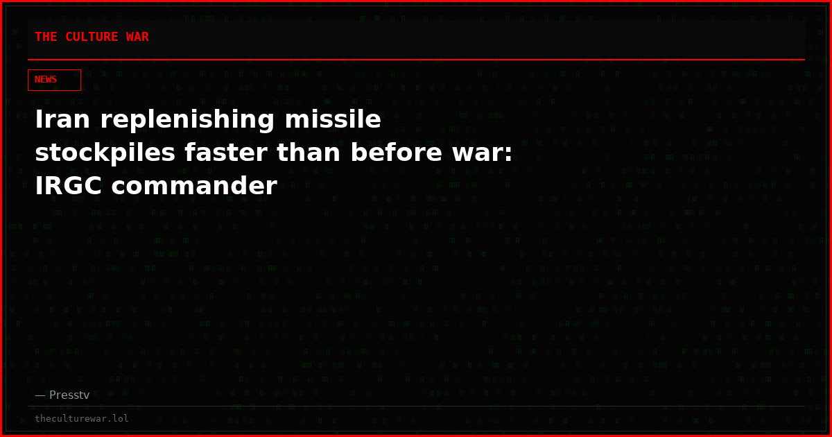 Iran replenishing missile stockpiles faster than before war: IRGC commander