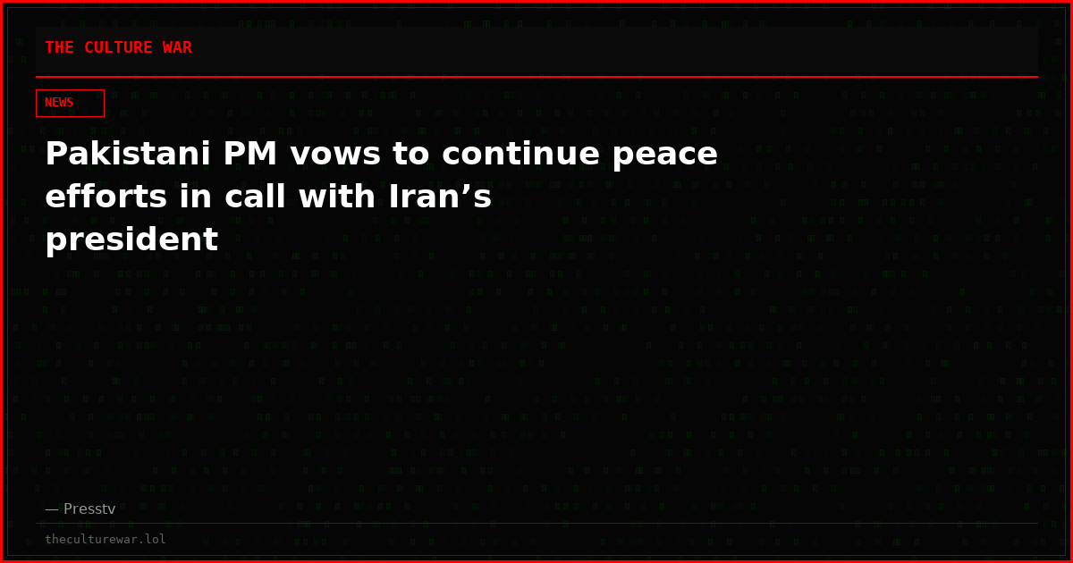 Pakistani PM vows to continue peace efforts in call with Iran’s president