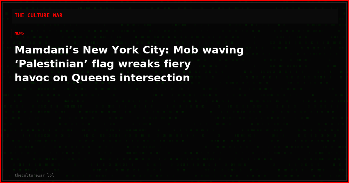 Mamdani’s New York City: Mob waving ‘Palestinian’ flag wreaks fiery havoc on Queens intersection