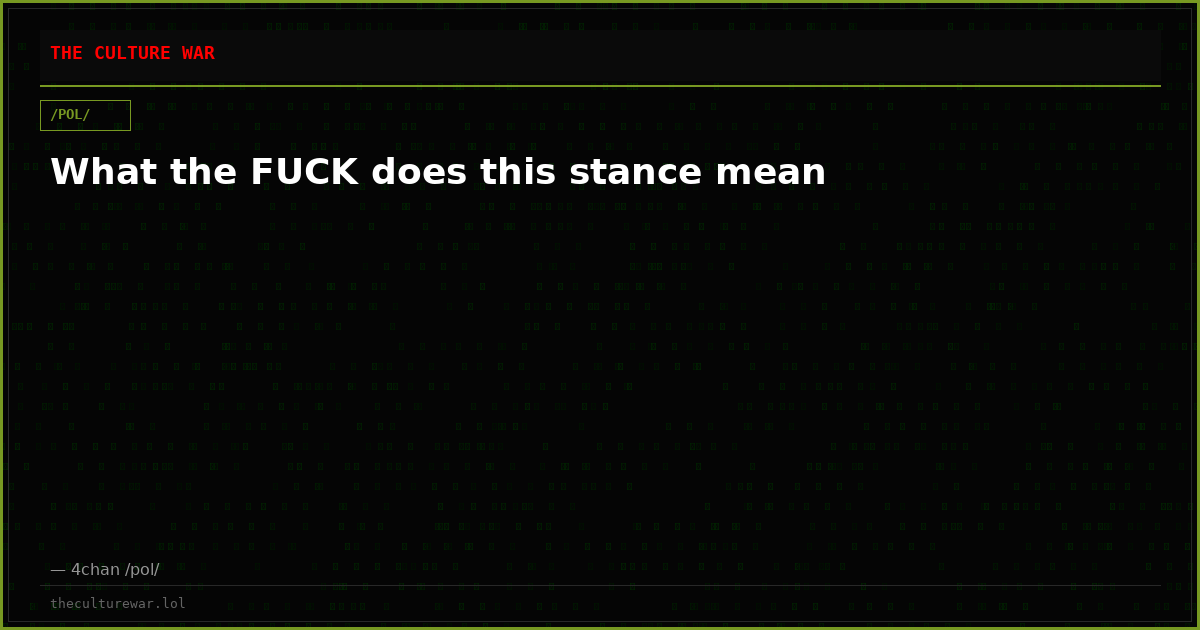 What the FUCK does this stance mean