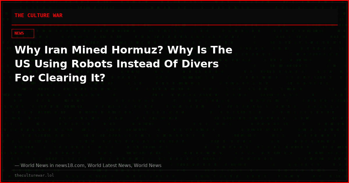 Why Iran Mined Hormuz? Why Is The US Using Robots Instead Of Divers For Clearing It?
