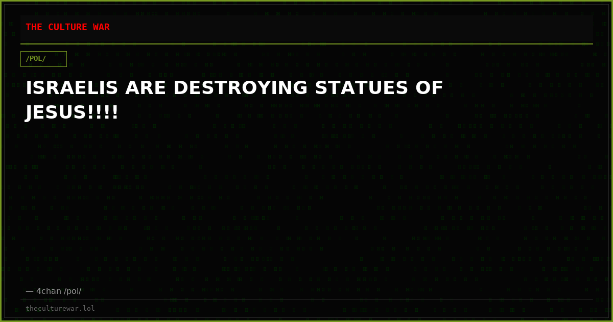 ISRAELIS ARE DESTROYING STATUES OF JESUS!!!!