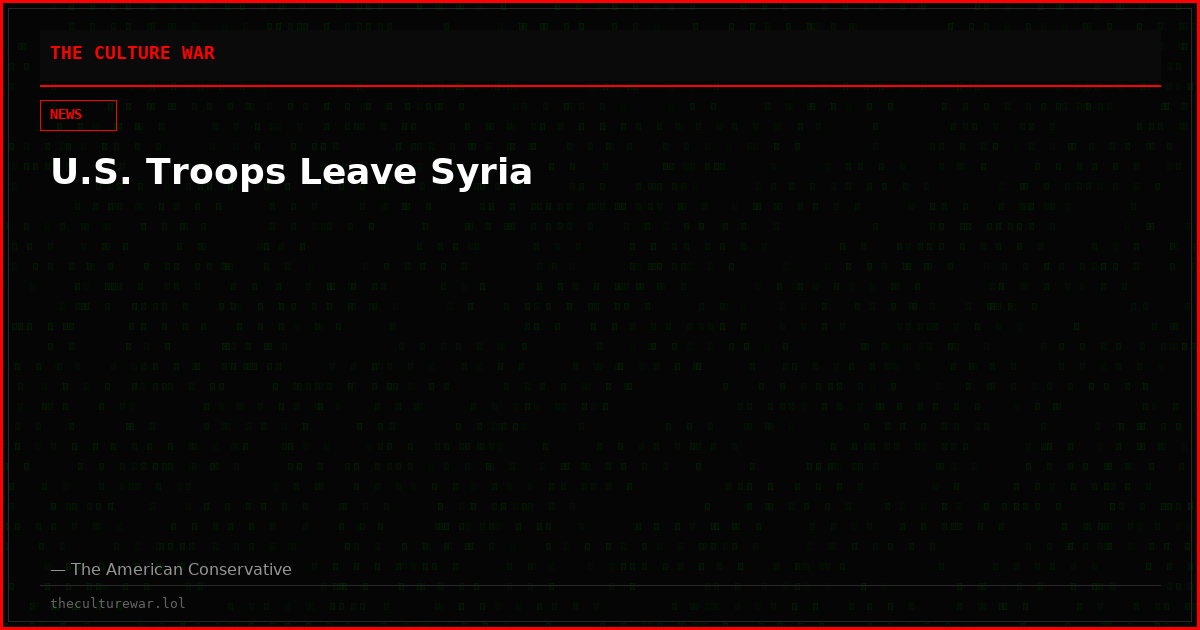 U.S. Troops Leave Syria