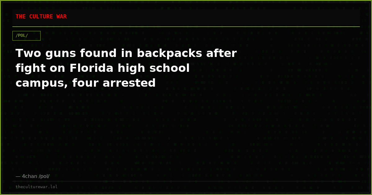 Two guns found in backpacks after fight on Florida high school campus, four arrested