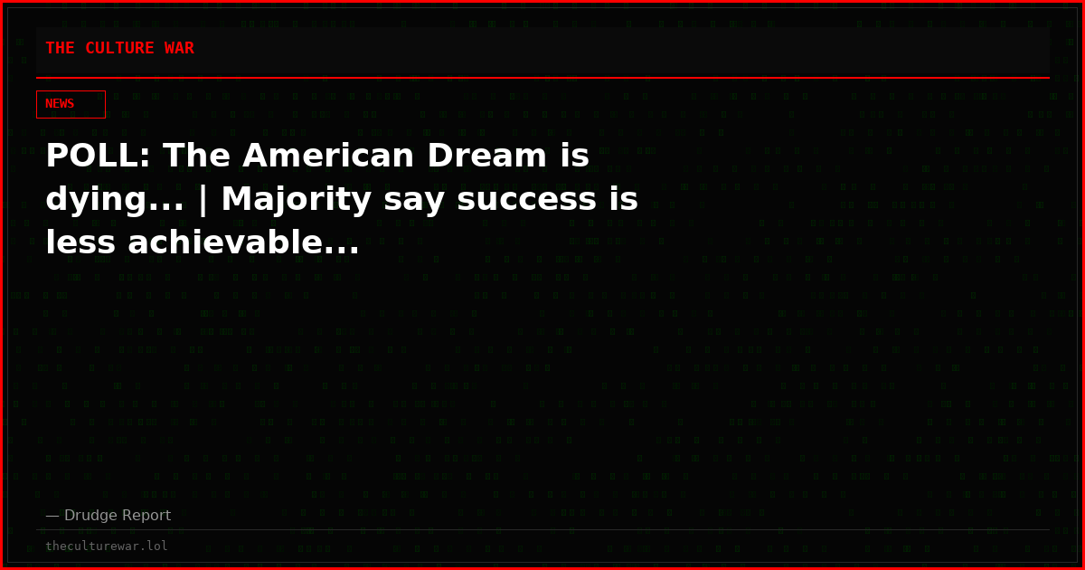 POLL: The American Dream is dying... | Majority say success is less achievable...