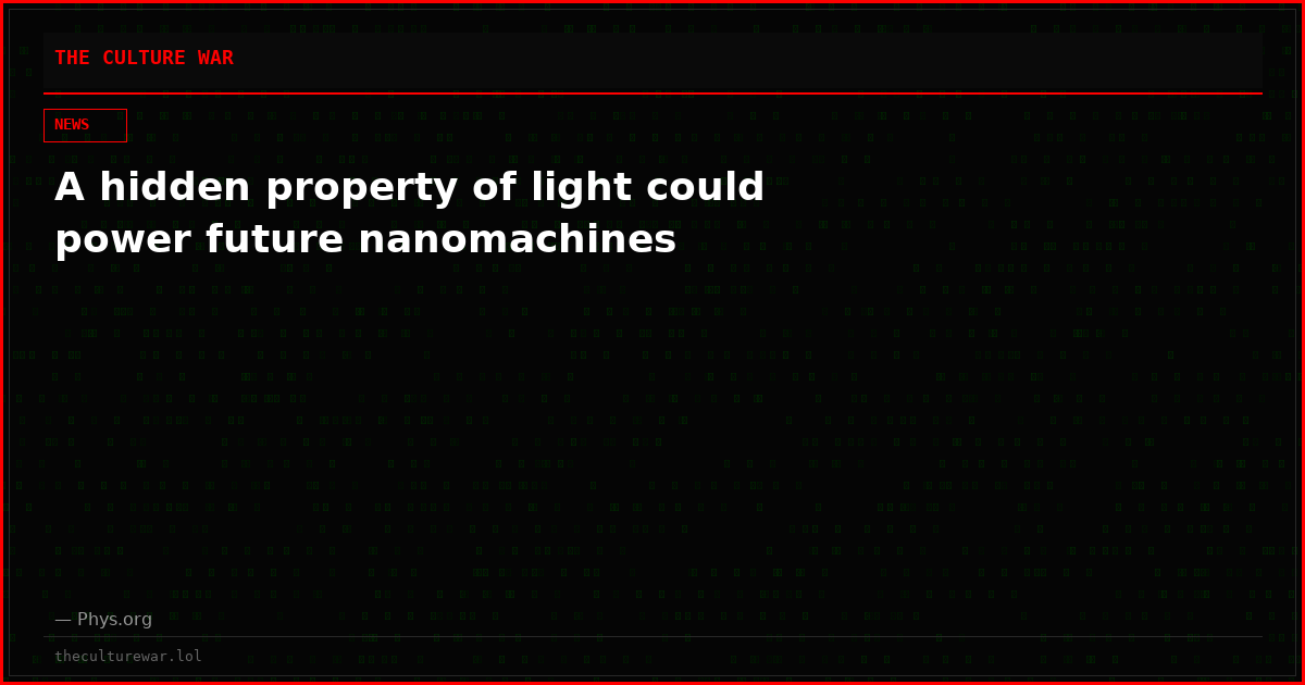 A hidden property of light could power future nanomachines