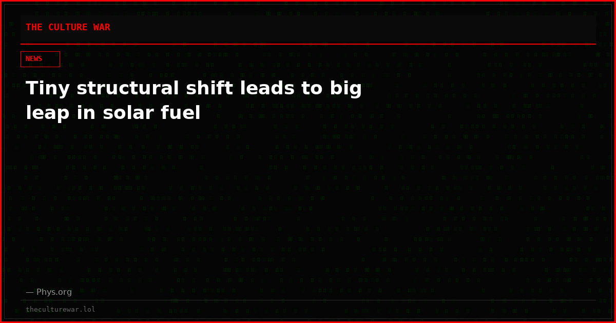 Tiny structural shift leads to big leap in solar fuel