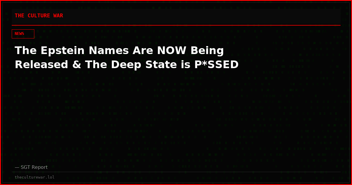 The Epstein Names Are NOW Being Released & The Deep State is P*SSED